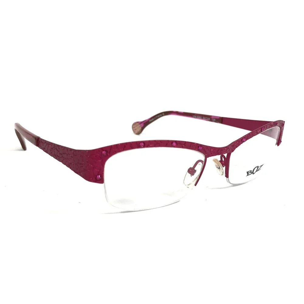 BOZ Eyeglasses Frames VIM 8282 Dark Pink Cracked Earth Pattern Crystal 52-18-135